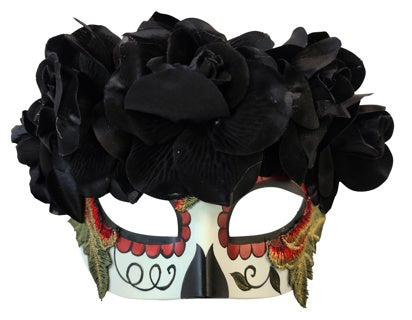 Day of the Dead Black Flowered Face Mask