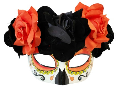 Day of the Dead Black/Red Flowered Face Mask
