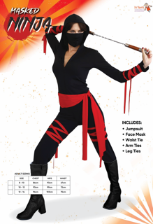 Masked Ninja Girl Costume 12-14