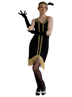 Black/Gold Flapper Dress - 12-14