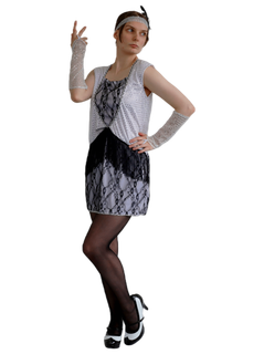 Silver Flapper Dress - 10-12