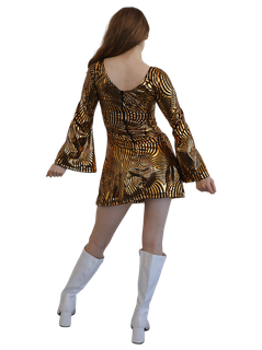 70s Disco Babe Gold Dress - Medium