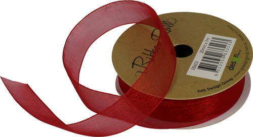Organza Ribbon Roll 20mm X 7m Red
