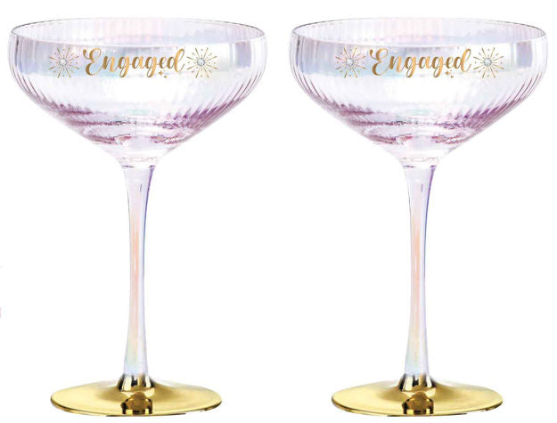 Engaged Couple Cocktail Glasses