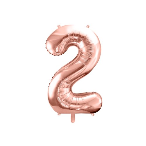 PartyDeco metallic rose gold number 2 foil balloon, 86cm