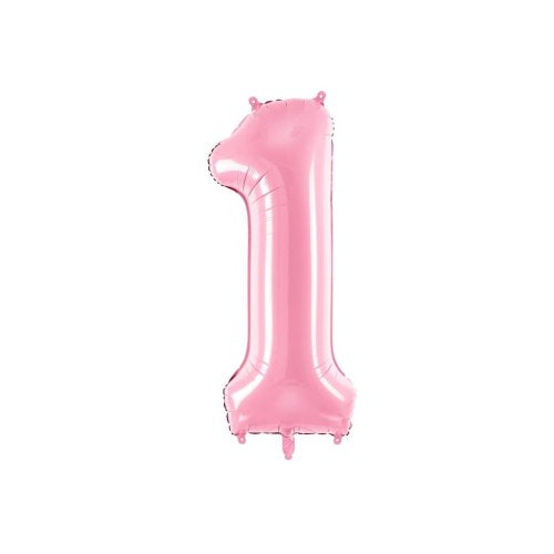 Light pink foil number 1 balloon