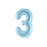 Light blue foil number 3 balloon
