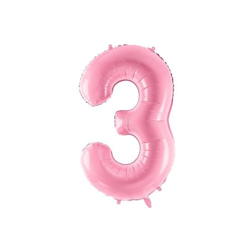 Light pink foil number 3 balloon