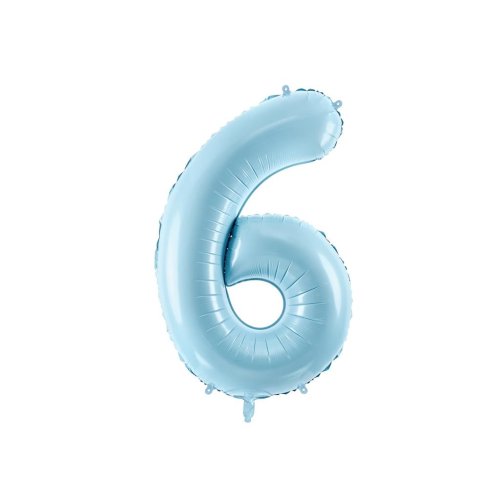 Light blue foil number 6 balloon