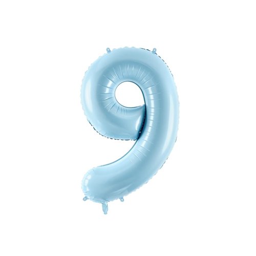 Light blue foil number 9 balloon