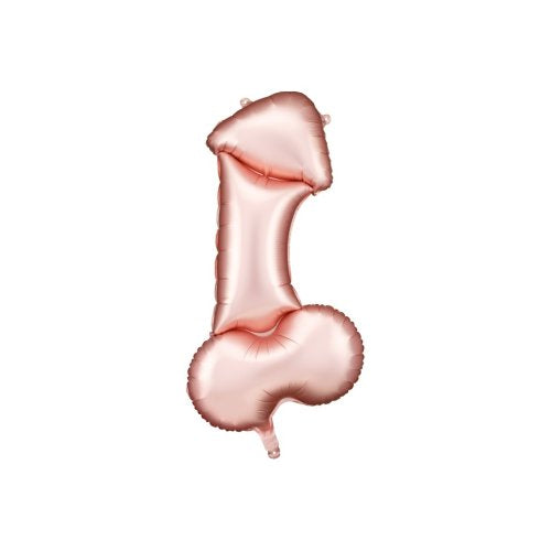 PartyDeco metallic rose gold willy-shaped foil balloon, 56 × 112cm