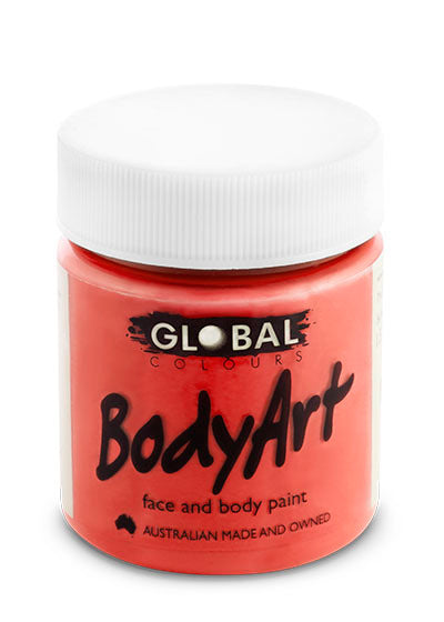 Global Colours BodyArt red face and body paint in a 45ml tub with a white lid