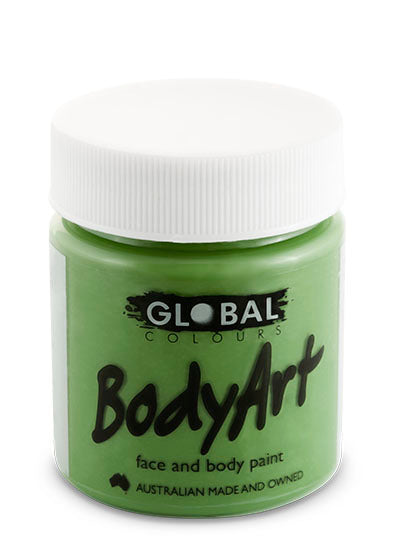 Global Colours BodyArt olive green face and body paint in a 45ml tub with a white lid