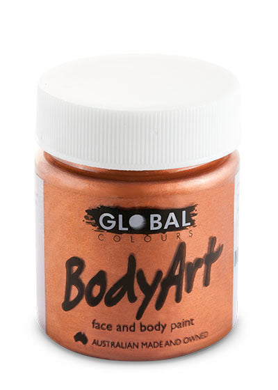 Global Colours BodyArt copper metallic face and body paint in a 45ml tub with a white screw lid