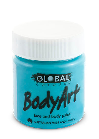 Global Colours BodyArt turquoise face and body paint in a 45ml tub with a white lid