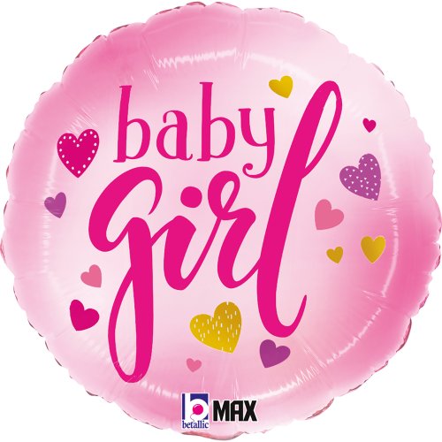 Foil 45cm (18") Baby Girl Pink Hearts