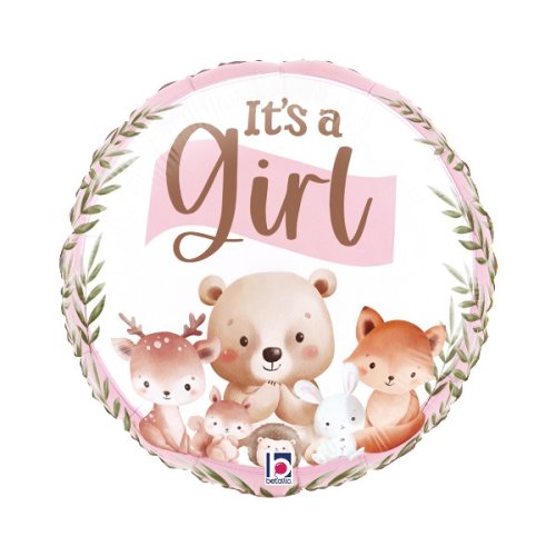 Woodland It's A Girl 18-Inch Round Foil Balloon