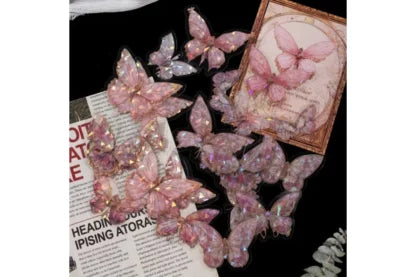 Crystal Pink Butterfly Topper Pack Of 20