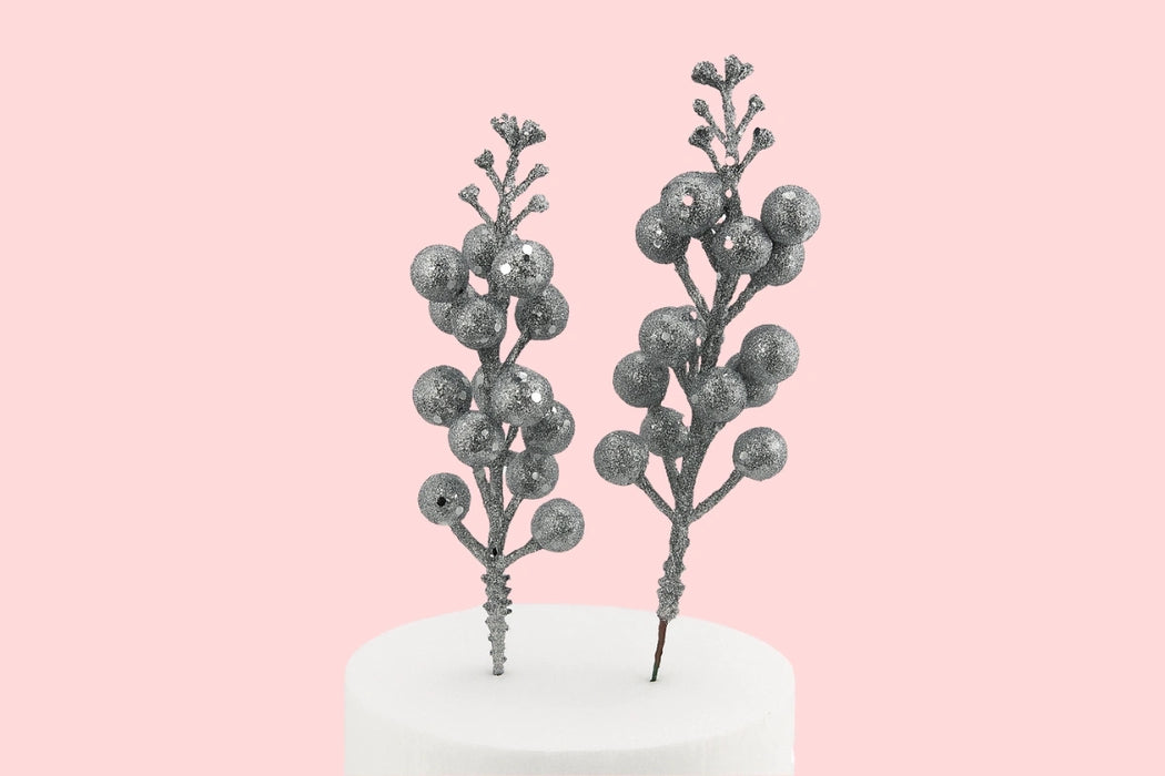 Silver Berry Stem Topper Iconic Cake Art