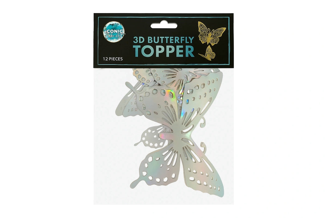 Metallic Rainbow Butterfly Topper Pack Of 20