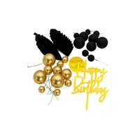 Black and Gold Birthday Topper Set Iconic Cake Art