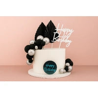 Black and Silver Birthday Topper Set Iconic Cake Art