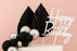 Black and Silver Birthday Topper Set Iconic Cake Art