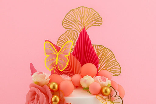 Pink Floral Butterfly Topper Set Iconic Cake Art