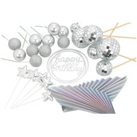 Silver Disco Cake Topper Set Iconic Cake Art