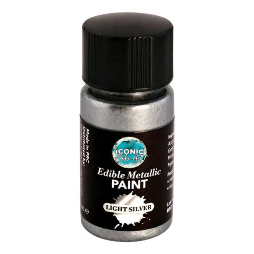 Light Silver Metallic Edible Paint with Brush 20ml