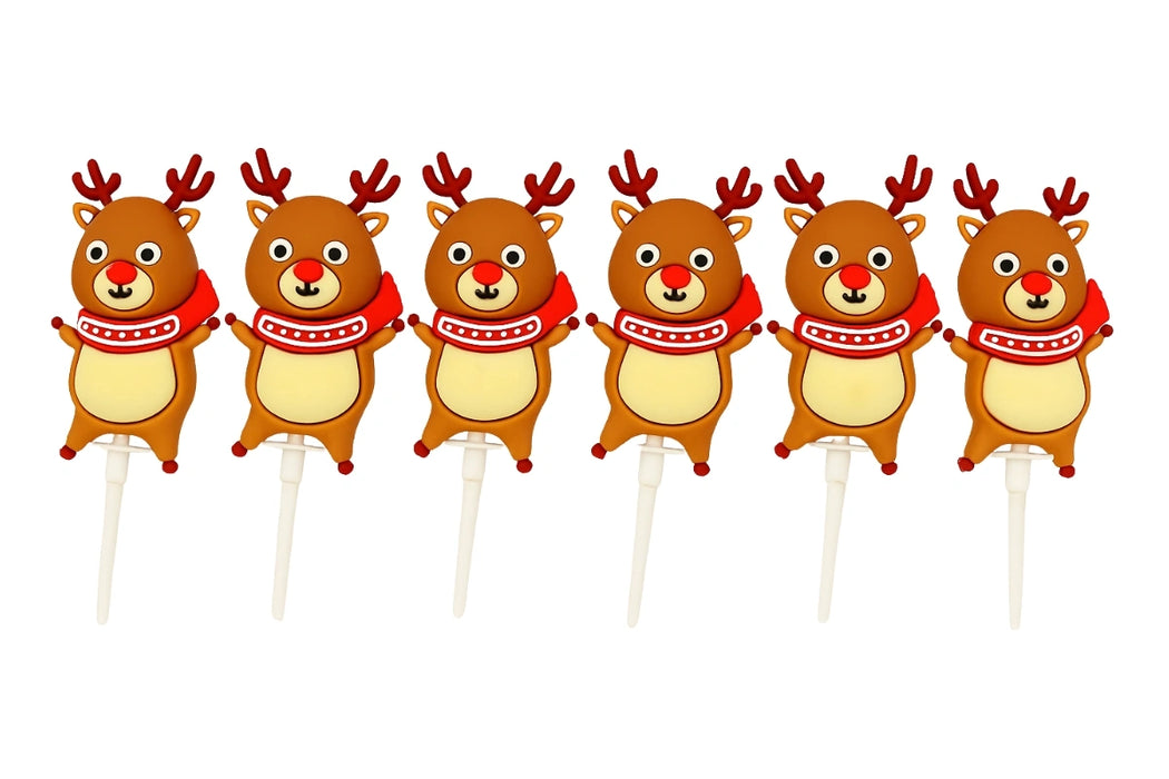6PCS Cute Reindeer Toppers Iconic Cake Art