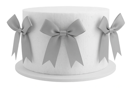 Silver Satin Bow Iconic Cake Art 6 Pieces