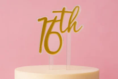 Gold 16th Birthday Topper Acrylic
