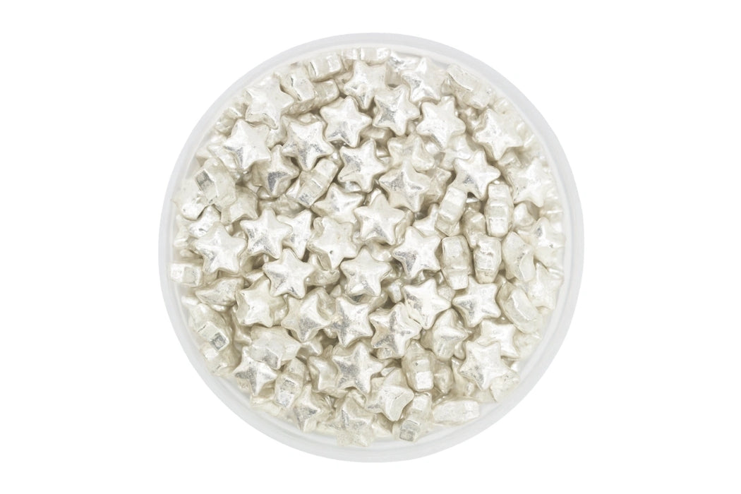 100g Metallic Silver Stars Iconic Sprinkles