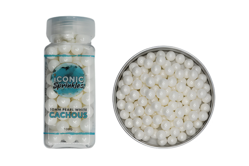 100g 4mm Pearl White Cachous - Iconic Sprinkles