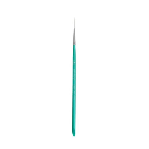 Global Colours Script Liner Long Springback Brush with a turquoise handle and fine white bristles