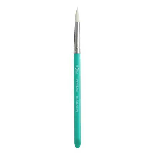 Global Colours Springback Round Brush number 12 with a fine white tip and turquoise handle