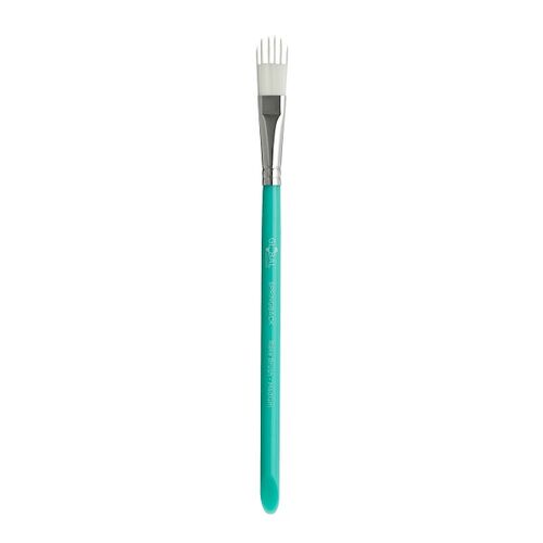 Global Colours Springback Rake Brush Medium with separated white bristles and a turquoise handle