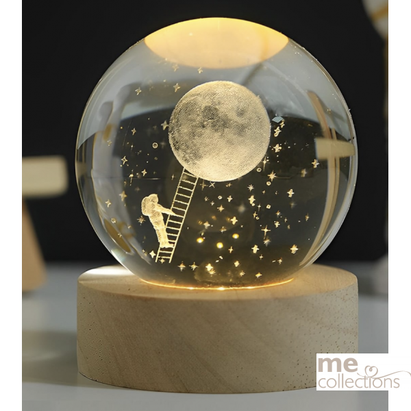 Enchanting Crystal Ball                                       night light, with a 3D image engraved inside - Ladder to the Moon