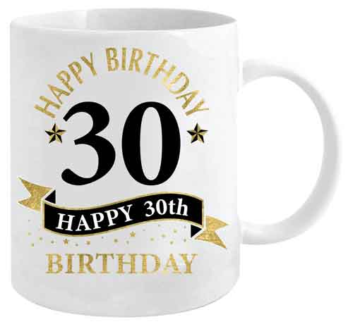 30th Birthday White and Gold Mug