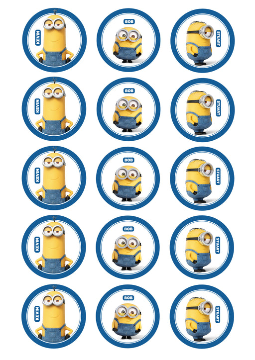 Minions 2 Inch/5cm Cupcake Image Sheet - 15 Per Sheet