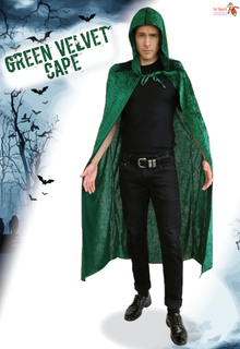 Velvet Cape with Hood - Green