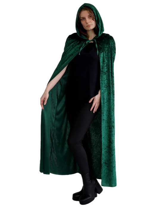 Velvet Cape with Hood - Green