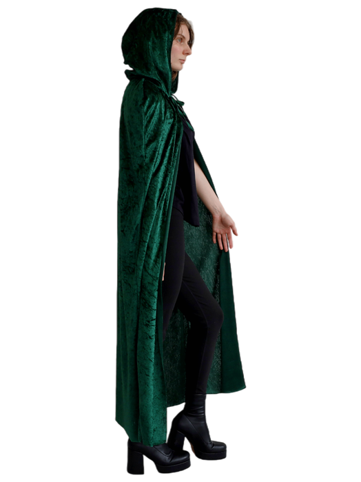 Velvet Cape with Hood - Green