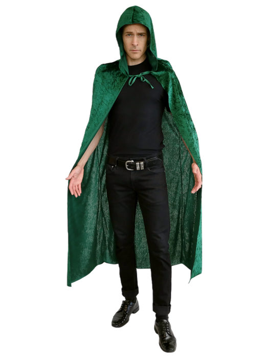 Velvet Cape with Hood - Green