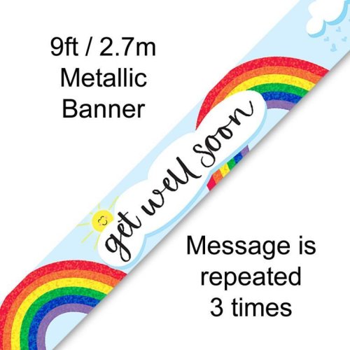 Get Well Soon Rainbow Holographic Banner