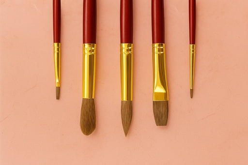 Premium Paint Brush Set 013 Flat 8 12 Round 8 12 4 Pony Hairbrushes