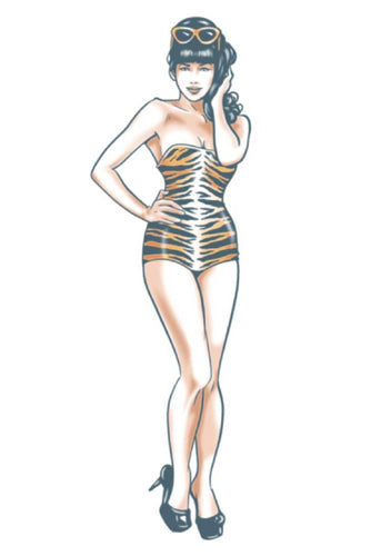 Tiger Girl - Pin Up - Temporary Tattoo