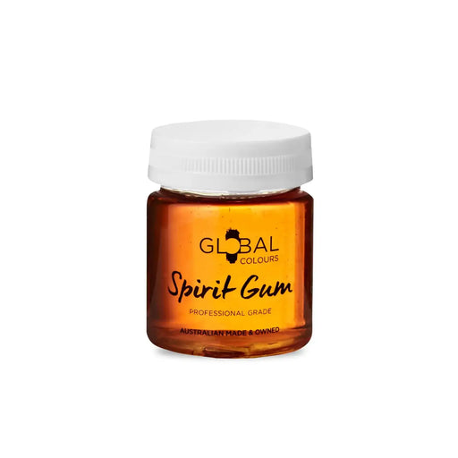 Global Colours Spirit Gum Adhesive 45ml in an amber bottle with white lid