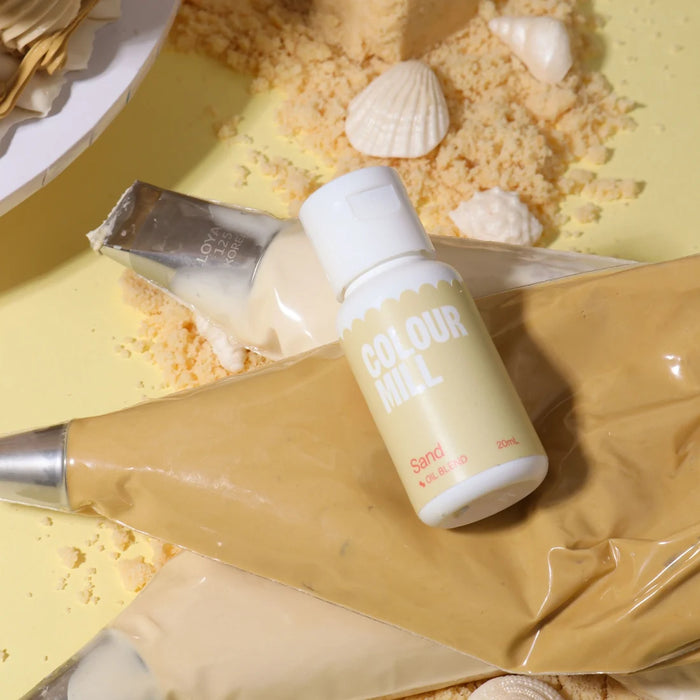 Colour Mill Sand bottle on beige icing piping bags